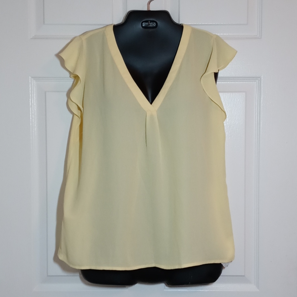 Yellow Ruffle Sleeve Blouse